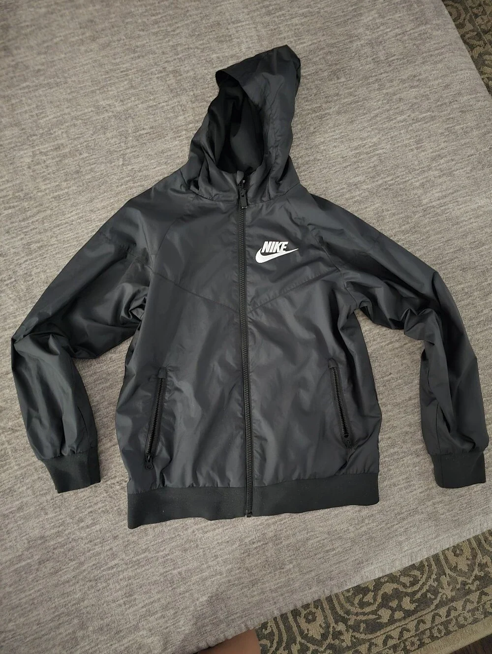 Nike Kids' Black Hooded Windbreaker Jacket